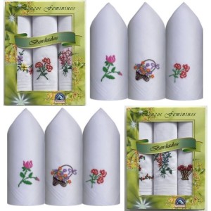 LENÇO FEMININO BORDADO C/3