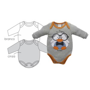 BODY MANGA LONGA MASCULINO C/3 ELABORADO SORTIDOS