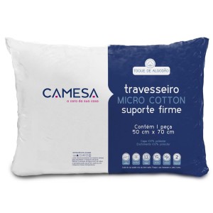 TRAVESSEIRO CAMESA MICRO COTTON SUPORTE FIRME 50 cm x 70 cm
