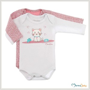 KIT BODY MANGA LONGA C/2 FEMININO BORDADO E ESTAMPADO