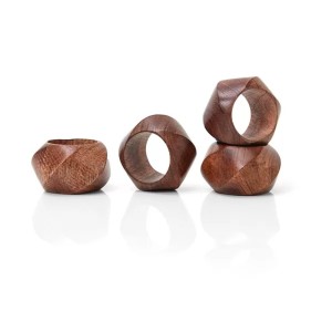 JOGO C/4 ARGOLAS PARA GUARDANAPO CEDRO MADEIRA