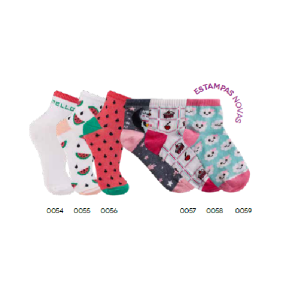 MEIA INFANTIL MENINA TRIFIL CANO MEDIO C/DESENHO-SORTIDAS