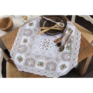 TOALHA DE MESA/CHÁ QUADRADA RENDA C/ESTAMPA