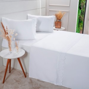 JOGO CAMA 4 PEÇAS QUEEN BORDADO INGLES (85 G/M²)