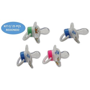 KIT CHUPETA REDONDA SILICONE C/25 PEÇAS-ATACADO-DOAÇÃO (Campanha Ajudar é Amar - Doação)