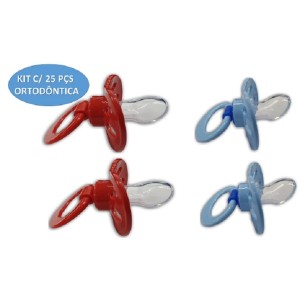 KIT CHUPETA ORTODÔNTICA SILICONE C/25 PEÇAS - ATACADO - DOAÇÃO (Campanha Ajudar é Amar - Doação)