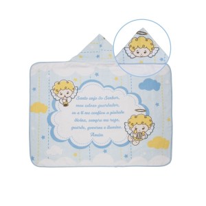 TOALHA DE BANHO C/CAPUZ ESTAMPADA - ANJO DA GUARDA