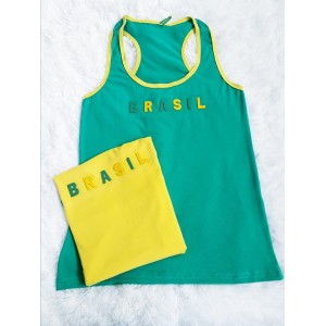 BLUSA REGATA  BRASIL FEM PLAQUINHA REPLICA