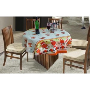 TOALHA MESA REDONDA LINHO ESTAMPADA - 4 LUGARES