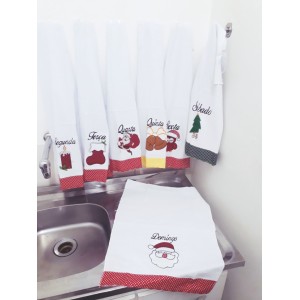 JOGO SEMANINHA C/7 PEÇAS BORDADO NATAL