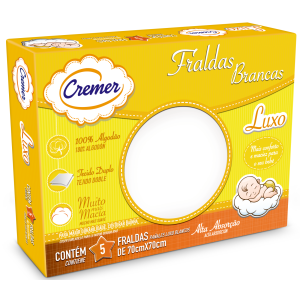 FRALDA DE PANO CREMER BRANCA LUXO CAIXA C/5 UNID
