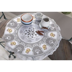 TOALHA CHA REDONDA ESTAMPADA NATAL RENDA