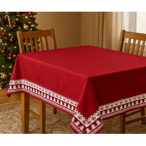 TOALHA MESA QUADRADA OXFORD C/ BARRA NATAL - 4 LUGARES