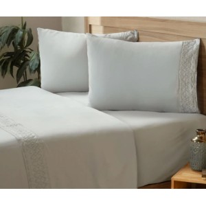 JOGO CAMA 4 PEÇAS CASAL BORDADO INGLES (85 G/M²)