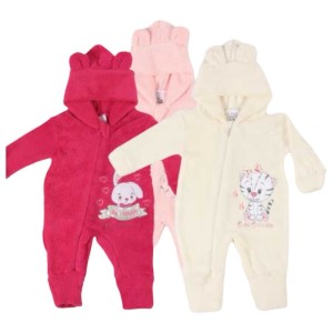 MACACÃO MANGA LONGA BORDADO COM CAPUZ