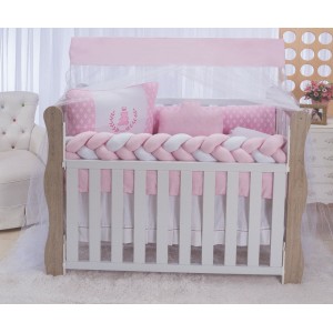 KIT BERÇO C/9  AMERICANO TRANÇA C/MOSQUITEIRO