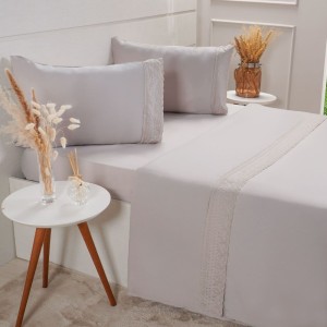 JOGO CAMA 4 PEÇAS QUEEN BORDADO INGLES (85 G/M²)