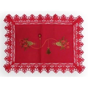 TOALHA BANDEJA NATAL LINHO RENDA GUITER