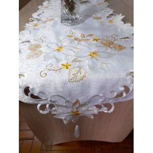 CAMINHO MESA AC19 BRANCO C/ BORDADO